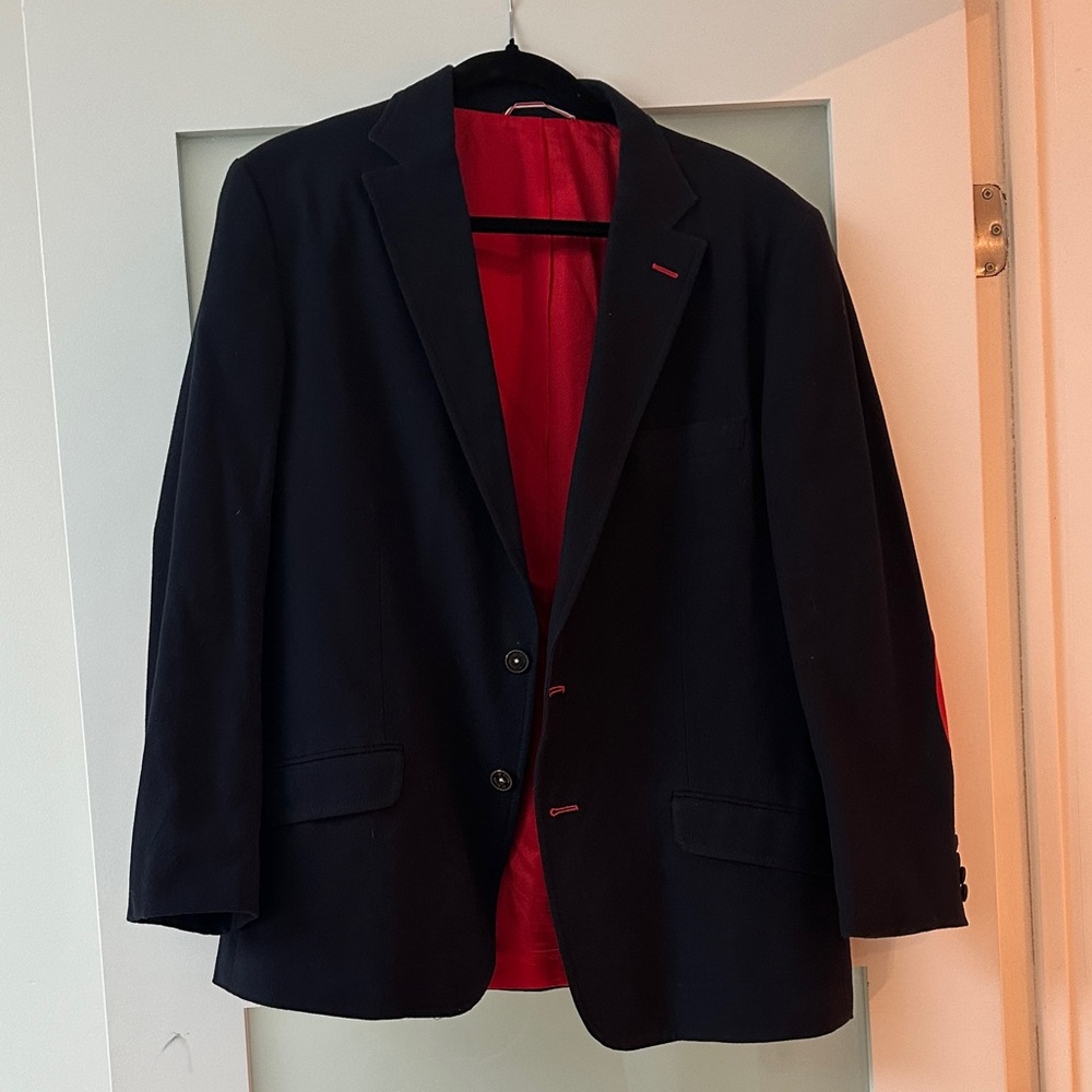 Elegant Navy Blazer with Red Accents